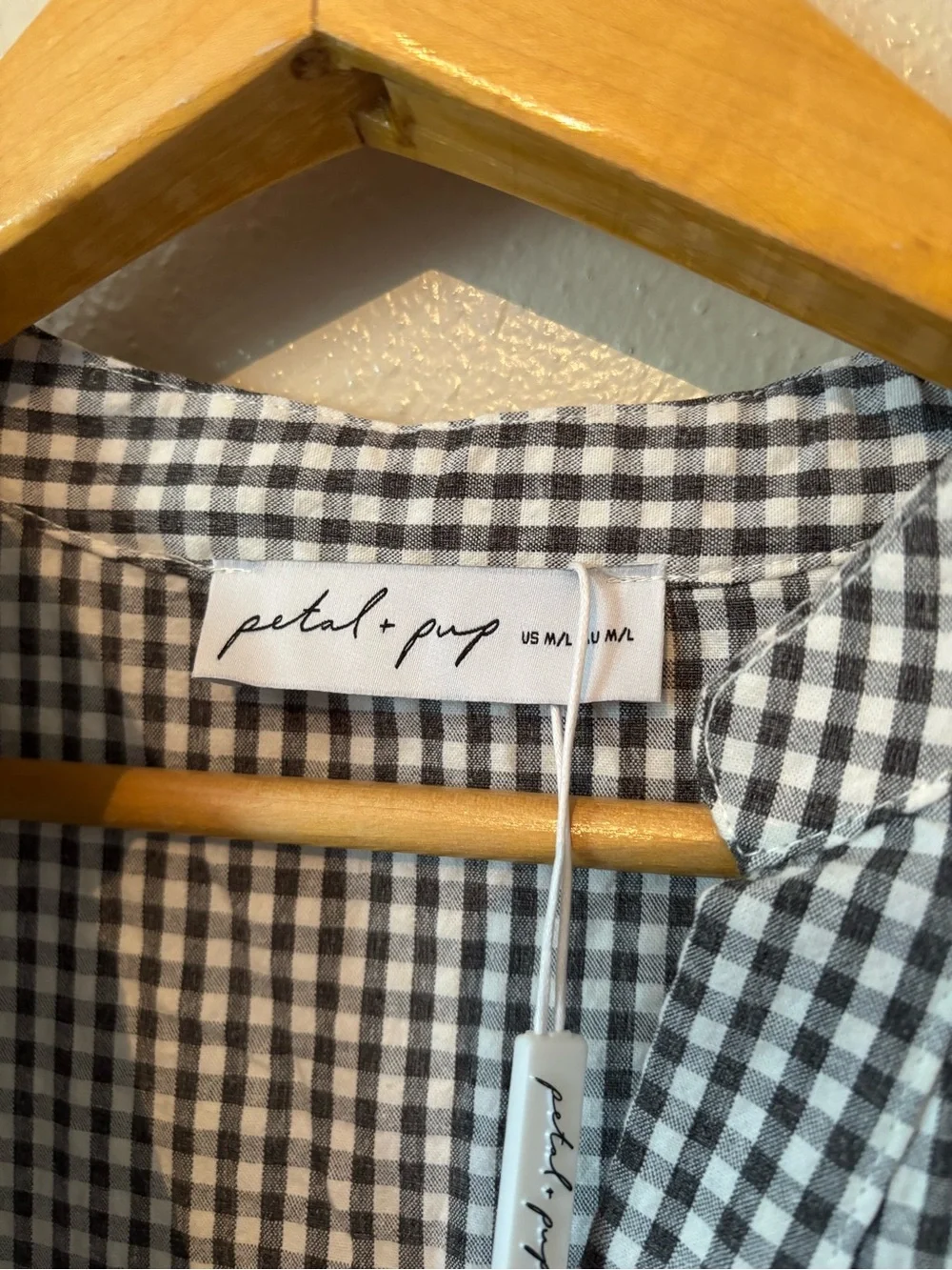 NWT petal + pup daria tiered gingham shirt dress - Picture 3 of 5